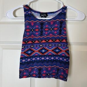 Rue21 Neon Purple Print Crop Tank Women Size M